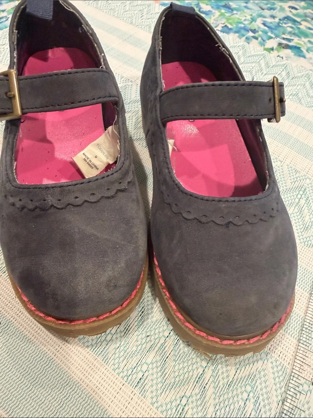 GAP Navy Mary Jane Shoes with Pink Insole Toddler size 9